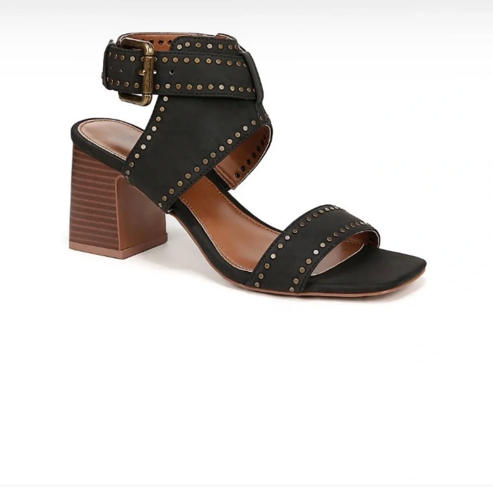 Wonderly Studded Block heel ankle sandals women’s size 8 black like new - Picture 1 of 5